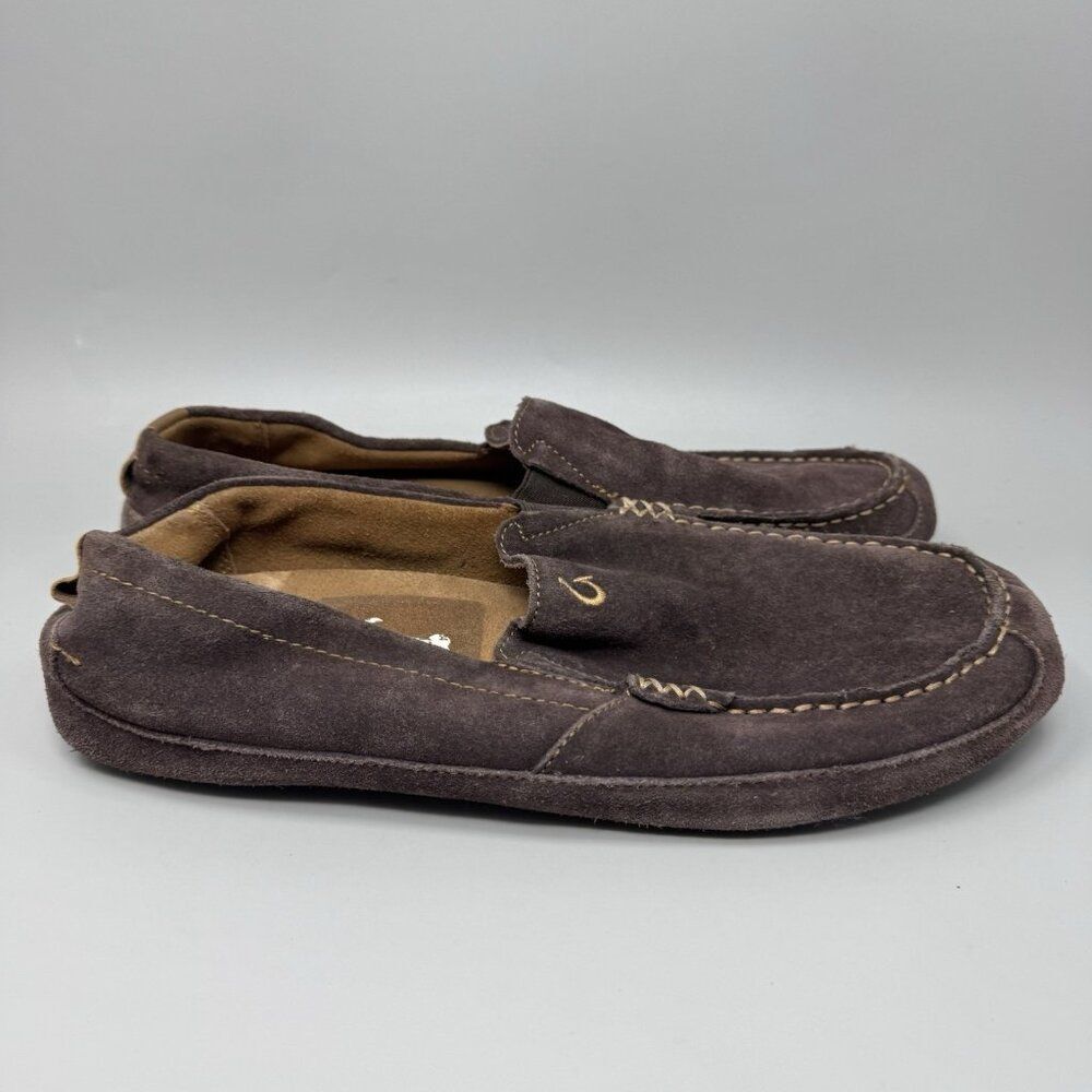 Olukai Brown Leather Loafers Driving Shoes Derby Comfort Moc Toe Akepa Moc Sz 13